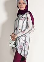 Tesettür giyim SİYAH T 2160 M Fashion-Çiçek Desenli Tunik