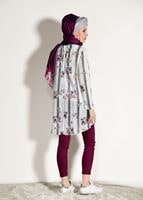 Tesettür giyim SİYAH T 2160 M Fashion-Çiçek Desenli Tunik
