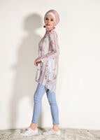 Tesettür giyim PUDRA T 2160 M Fashion-Çiçek Desenli Tunik