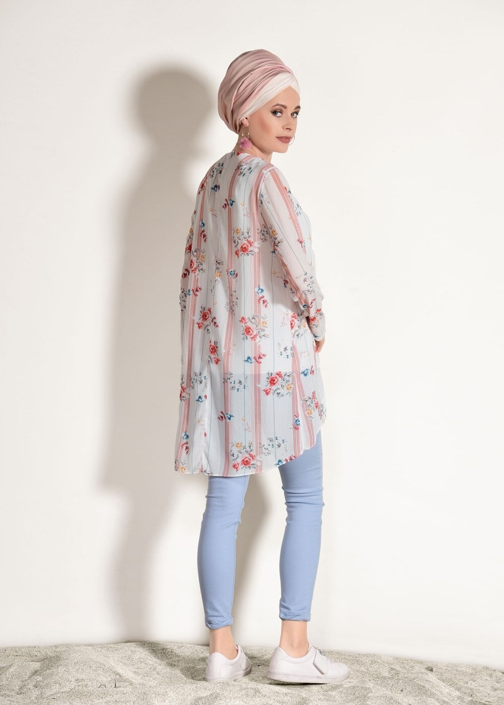 Tesettür giyim PUDRA T 2160 M Fashion-Çiçek Desenli Tunik
