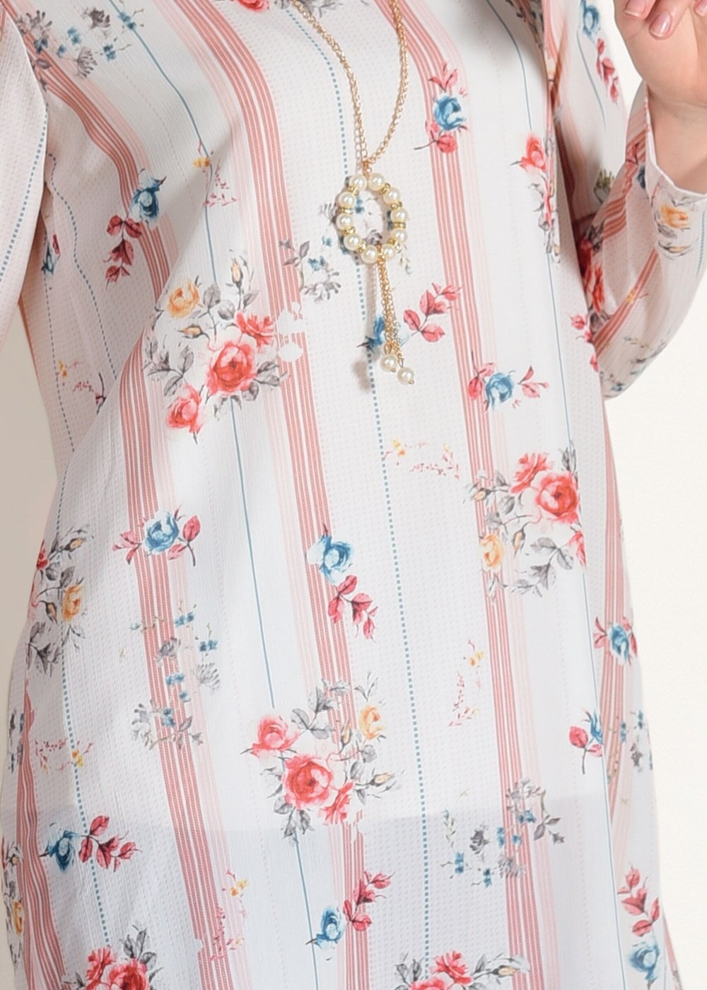 Tesettür giyim PUDRA T 2160 M Fashion-Çiçek Desenli Tunik