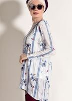 Tesettür giyim LACİVERT T 2160 M Fashion-Çiçek Desenli Tunik