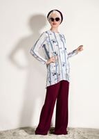 Tesettür giyim LACİVERT T 2160 M Fashion-Çiçek Desenli Tunik