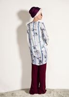 Tesettür giyim LACİVERT T 2160 M Fashion-Çiçek Desenli Tunik