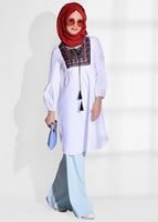 Vêtements hijab CRÈME TUNIQUE IMPRIMÉ ETHNIQUE 2185
