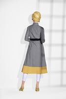 Tesettür giyim TURUNCU T 2218 Bwest-Ekose Desenli Uzun Tunik