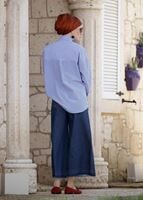 Tesettür giyim MAVİ T 2524 Lvr-İşleme Detaylı Çizgili Tunik