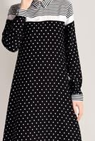 Tesettür giyim SİYAH T 2561 ModaBu- Puntiye Desenli Uzun Tunik