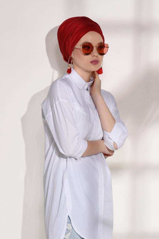 Vêtements hijab  BUTTON DETAILED TUNIC 2624  - TRENDTESETTÜR