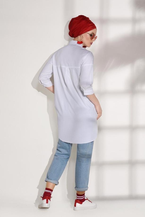 Vêtements hijab  BUTTON DETAILED TUNIC 2624  - TRENDTESETTÜR