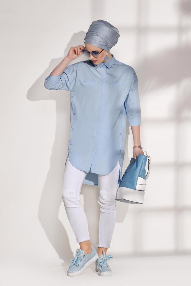 Vêtements hijab  BUTTON DETAILED TUNIC 2624  - TRENDTESETTÜR