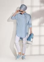 Hijab clothing BLUE BUTTON DETAILED TUNIC 2624 