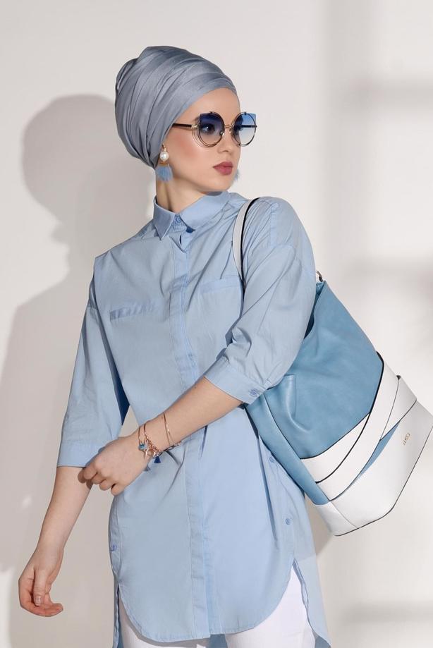 Vêtements hijab  BUTTON DETAILED TUNIC 2624  - TRENDTESETTÜR