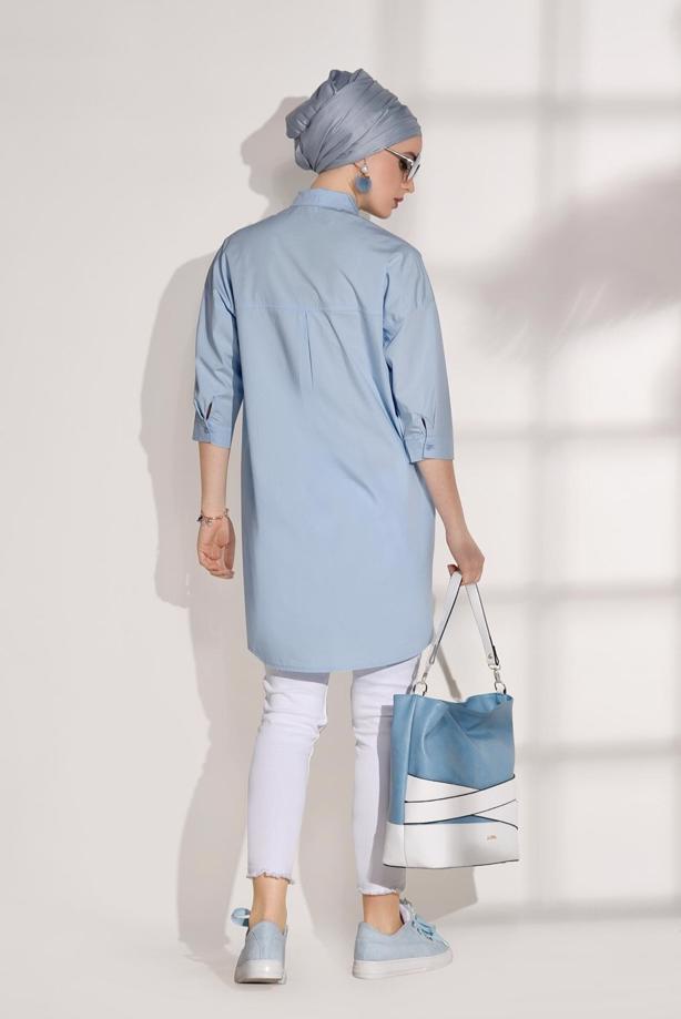 Vêtements hijab  BUTTON DETAILED TUNIC 2624  - TRENDTESETTÜR