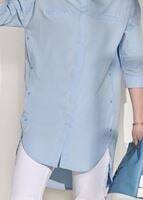 Tesettür giyim MAVİ T 2624 Lvr-Düğme Detaylı Tunik