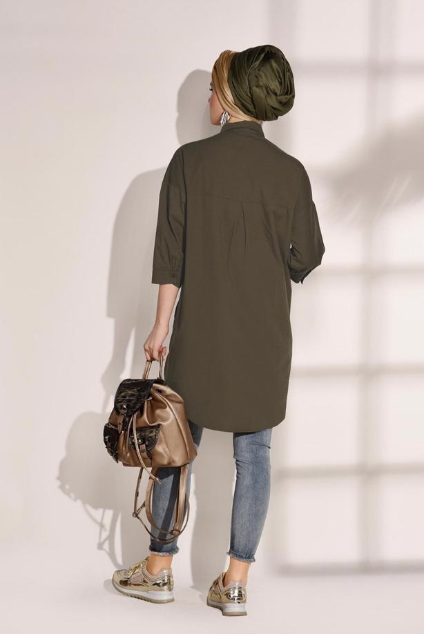 Vêtements hijab  BUTTON DETAILED TUNIC 2624  - TRENDTESETTÜR