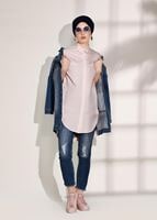 Tesettür giyim PUDRA T 2624 Lvr-Düğme Detaylı Tunik