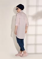 Tesettür giyim PUDRA T 2624 Lvr-Düğme Detaylı Tunik