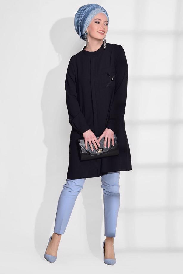 Vêtements hijab  POCKET DETAIL TUNIC 2962  - TRENDTESETTÜR