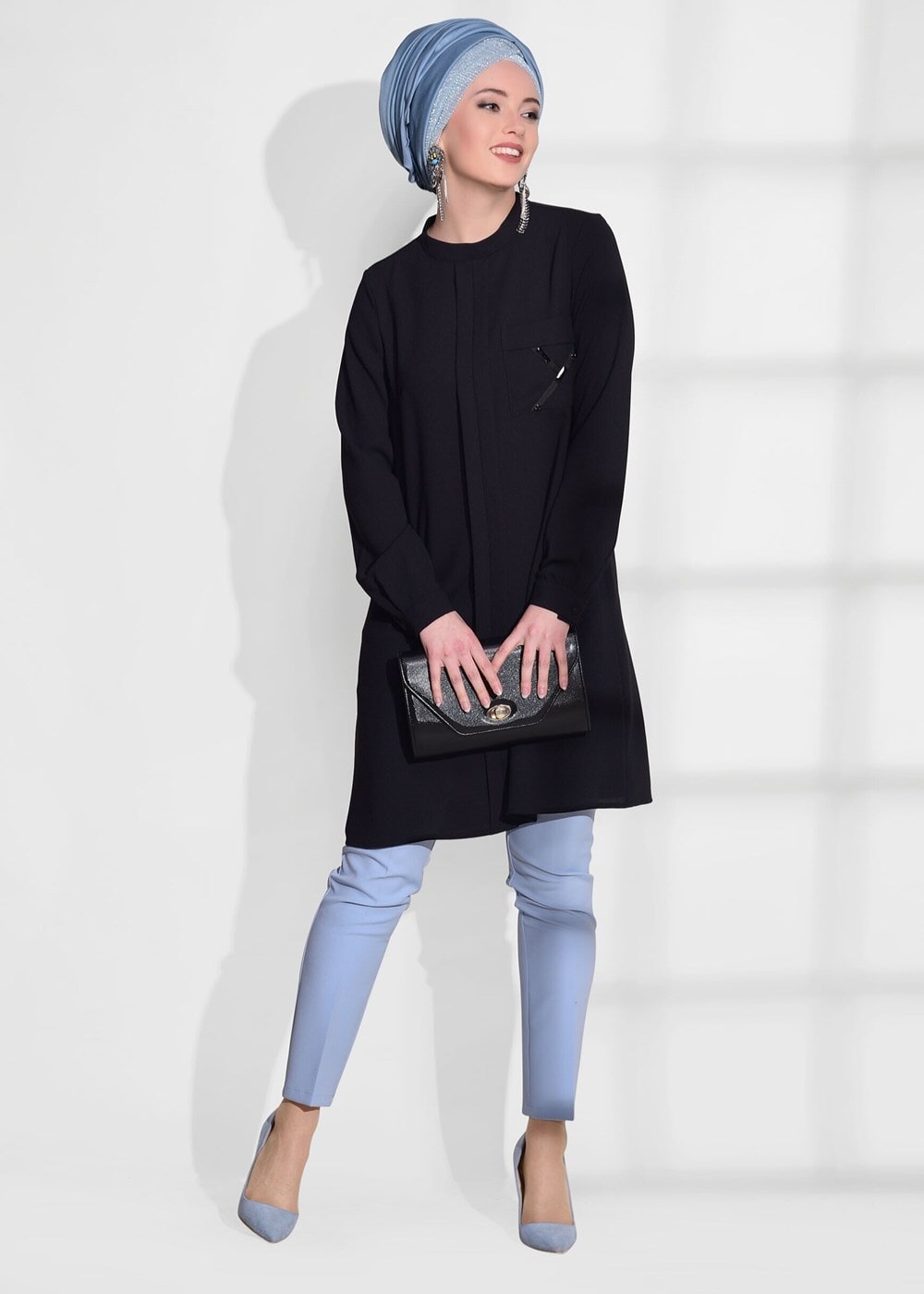 Vêtements hijab NOIR TUNIQUE DÉTAIL POCHE 2962