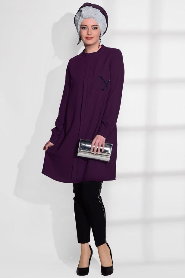 Vêtements hijab  POCKET DETAIL TUNIC 2962  - TRENDTESETTÜR