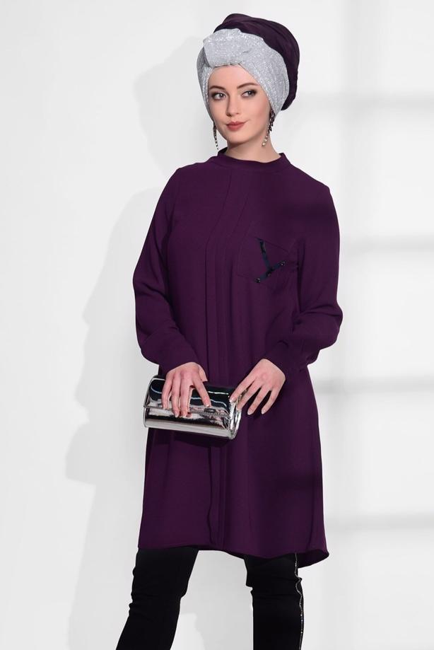 Vêtements hijab  POCKET DETAIL TUNIC 2962  - TRENDTESETTÜR
