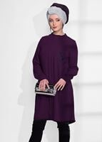 Vêtements hijab POURPRE TUNIQUE DÉTAIL POCHE 2962