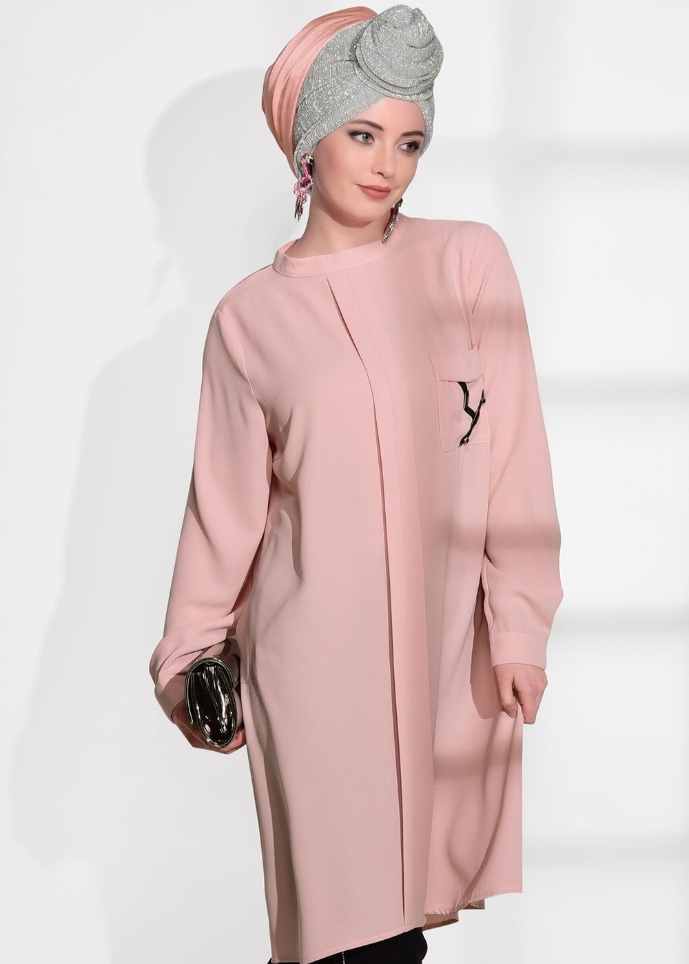 Vêtements hijab POUDRE TUNIQUE DÉTAIL POCHE 2962
