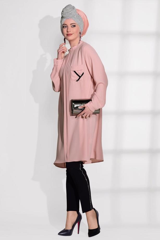 Vêtements hijab  POCKET DETAIL TUNIC 2962  - TRENDTESETTÜR