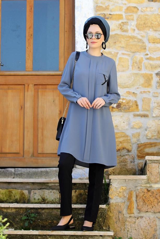 Vêtements hijab  POCKET DETAIL TUNIC 2962  - TRENDTESETTÜR