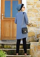 Hijab clothing BLUE POCKET DETAIL TUNIC 2962 