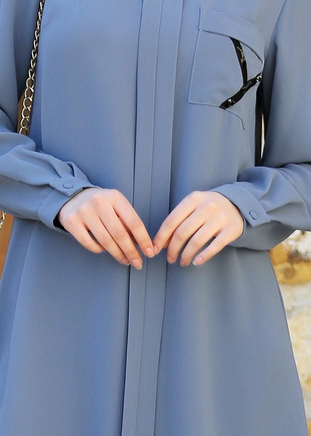 Hijab clothing BLUE POCKET DETAIL TUNIC 2962 