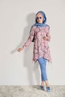 Vêtements hijab POUDRE TUNIQUE COUPE ASYMETRIQUE A MOTIFS FLORAL 3035