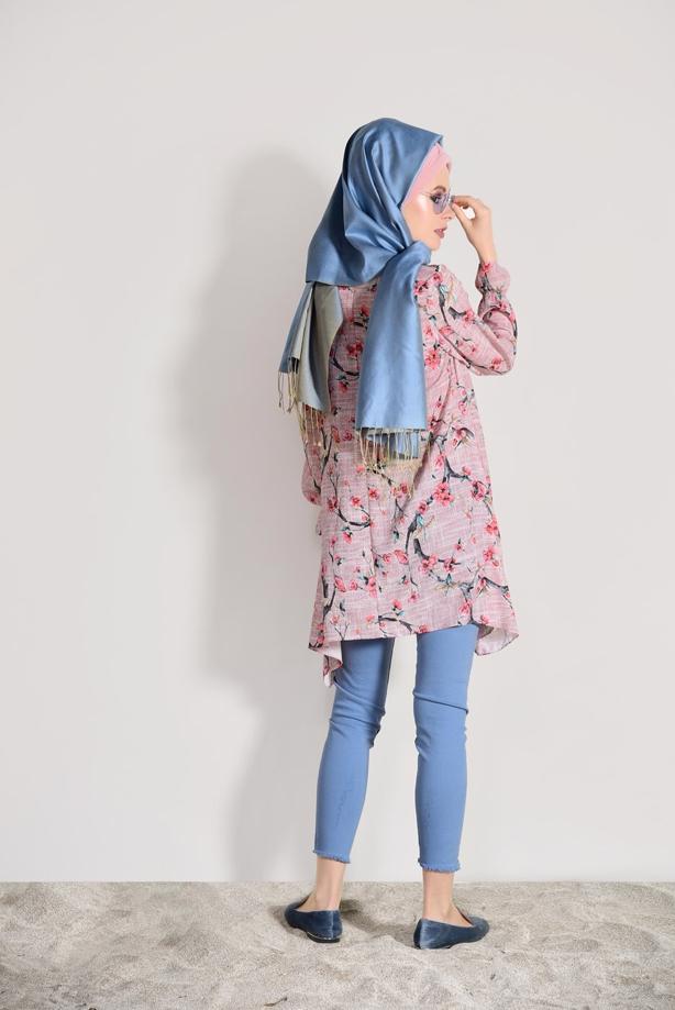 Vêtements hijab  ASYMMETRIC CUT FLORAL TUNIC 3035  - TRENDTESETTÜR
