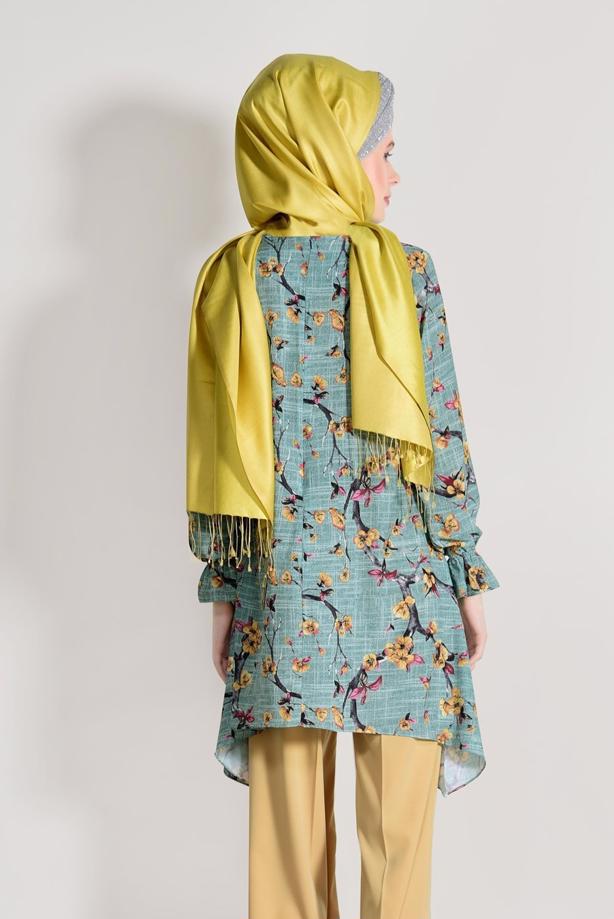 Vêtements hijab  ASYMMETRIC CUT FLORAL TUNIC 3035  - TRENDTESETTÜR