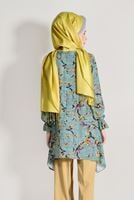 Vêtements hijab VERT TUNIQUE COUPE ASYMETRIQUE A MOTIFS FLORAL 3035