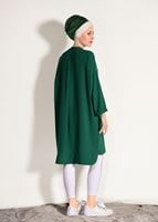 Tesettür giyim YEŞİL T 3103 Lmf-Cep Detaylı Salaş Tunik