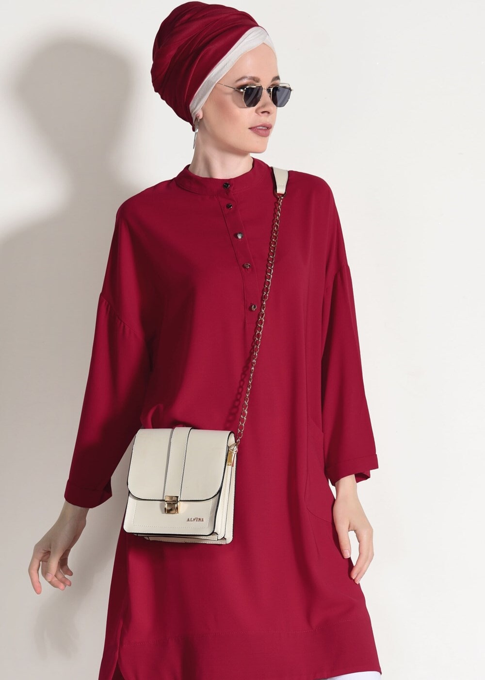 Vêtements hijab ROUGE TUNIQUE BOOTH AVEC POCHES 3103