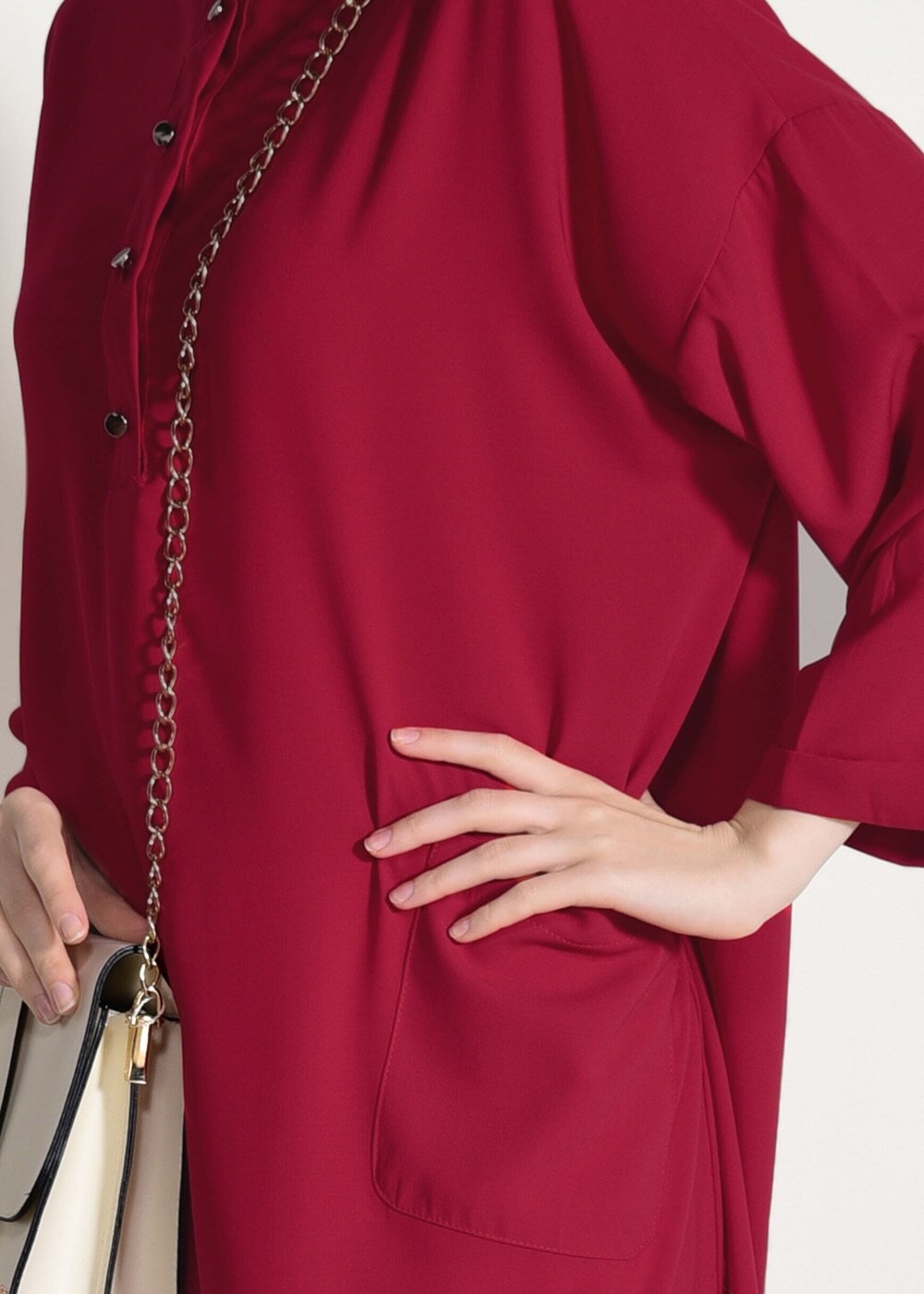 Vêtements hijab ROUGE TUNIQUE BOOTH AVEC POCHES 3103