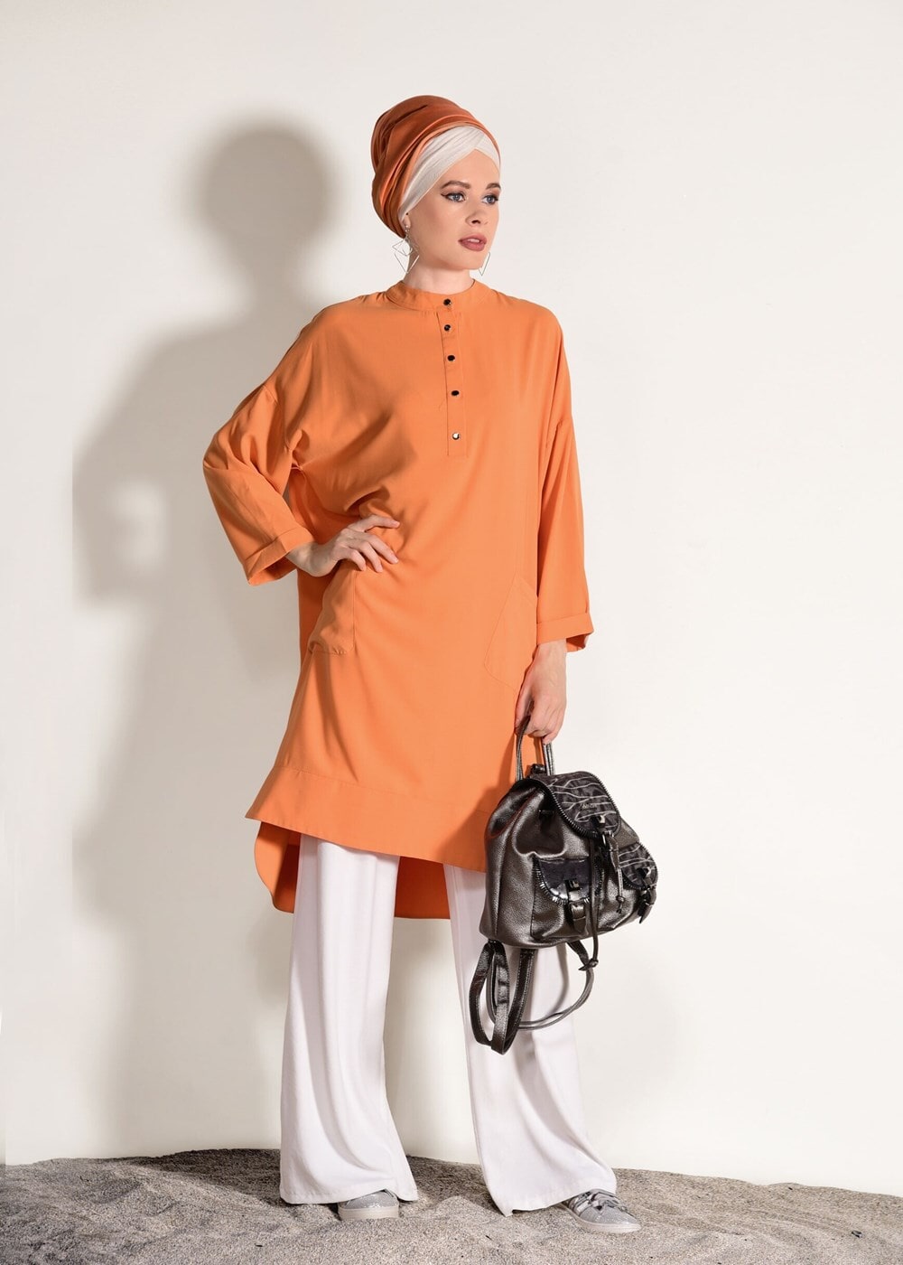 Vêtements hijab ORANGE TUNIQUE BOOTH AVEC POCHES 3103
