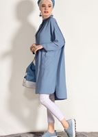 Vêtements hijab BLEU TUNIQUE BOOTH AVEC POCHES 3103