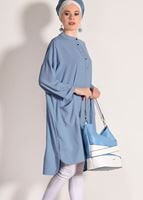 Vêtements hijab BLEU TUNIQUE BOOTH AVEC POCHES 3103
