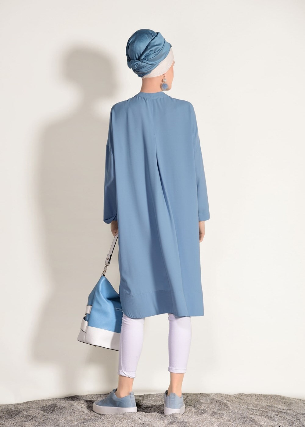 Vêtements hijab BLEU TUNIQUE BOOTH AVEC POCHES 3103