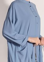Tesettür giyim MAVİ T 3103 Lmf-Cep Detaylı Salaş Tunik