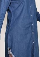 Hijab clothing NAVY BLUE FRINGE DETAILED DENIM TUNIC 3108 