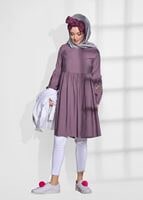 Tesettür giyim MOR T 3165 Asmiray-Nakış Detaylı Tancel Tunik