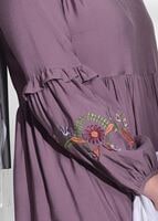 Tesettür giyim MOR T 3165 Asmiray-Nakış Detaylı Tancel Tunik