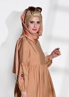 Tesettür giyim TURUNCU T 3165 Asmiray-Nakış Detaylı Tancel Tunik