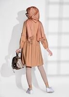 Tesettür giyim TURUNCU T 3165 Asmiray-Nakış Detaylı Tancel Tunik