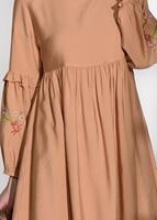 Tesettür giyim TURUNCU T 3165 Asmiray-Nakış Detaylı Tancel Tunik